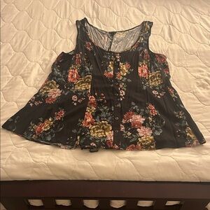 Torrid Floral Sleeveless Top - Navy and Multicolor